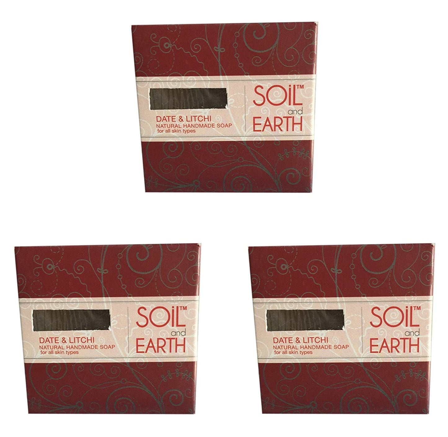 SOIL AND EARTH NATURAL HANDMADE SOAP - DATE & LITCHI (Pack of 4)