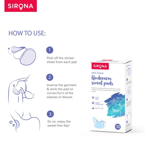 Sirona Under Arm Sweat Pads for Men and Women - 24 Pads