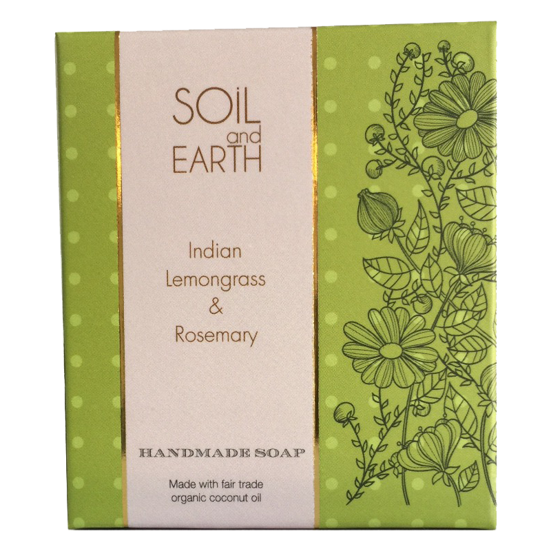SOIL AND EARTH NATURAL HANDMADE SOAP - INDIAN LEMONGRASS & ROSEMARY (Pack of 4)
