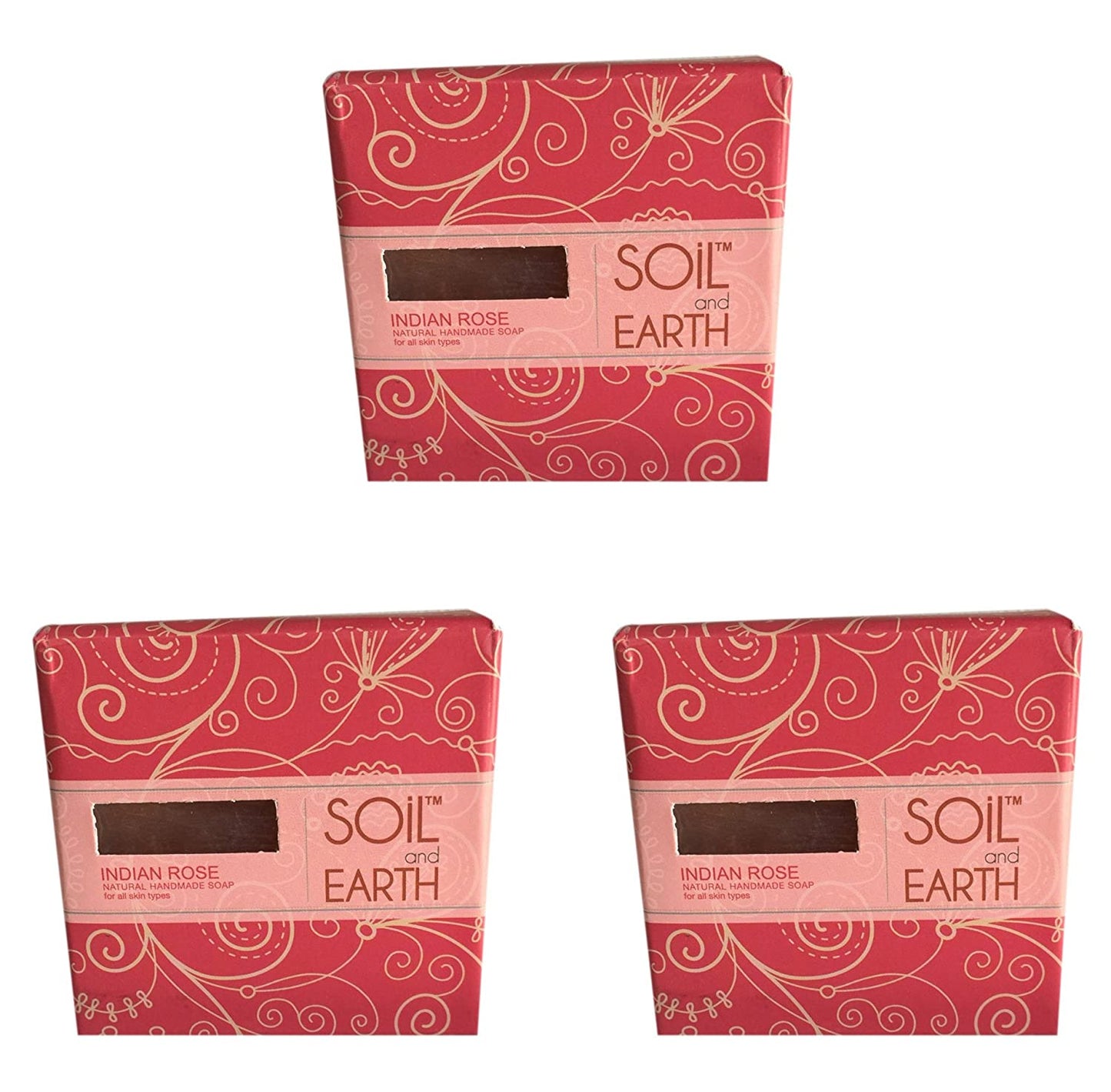 SOIL AND EARTH NATURAL HANDMADE SOAP - INDIAN ROSE (Pack of 4)