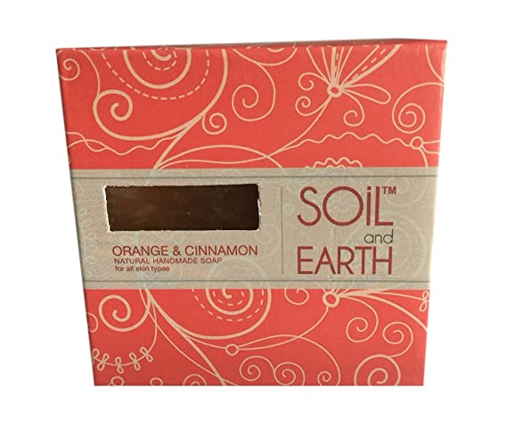 SOIL AND EARTH NATURAL HANDMADE SOAP - ORANGE & CINNAMON (Pack of 4)