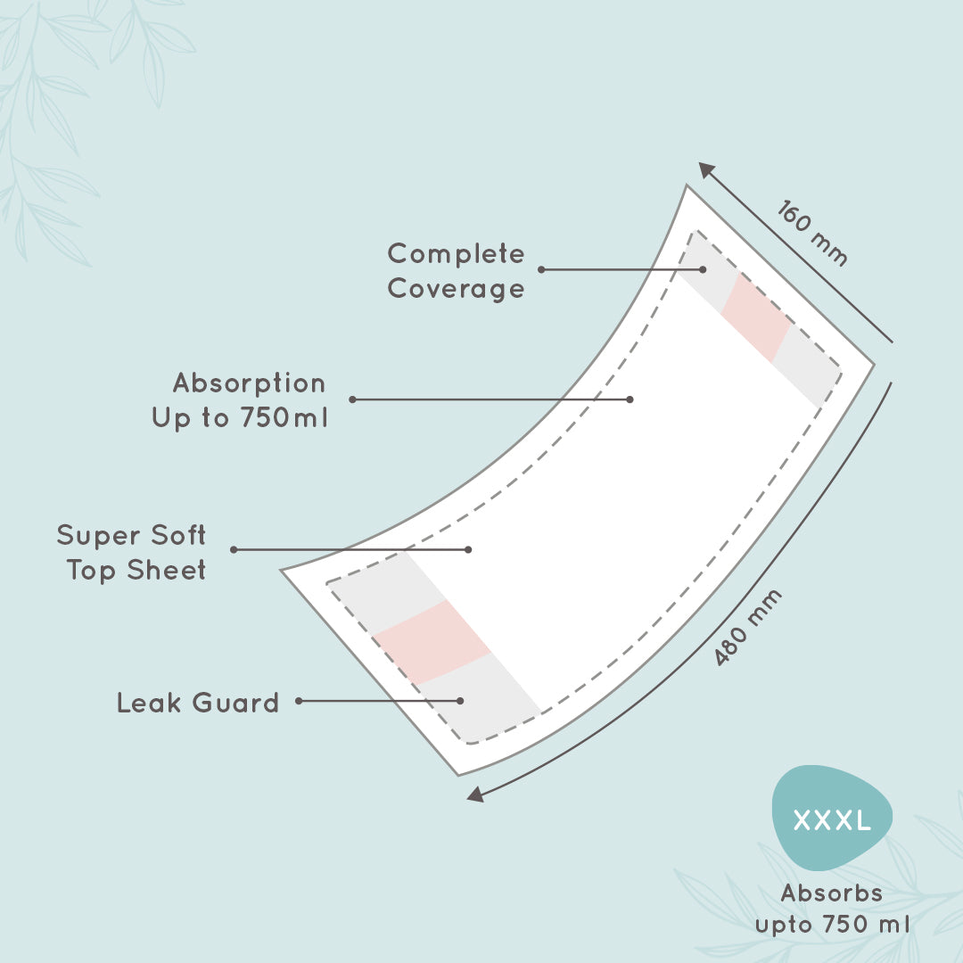Pee Safe Disposable Maternity Pads ,480 mm (Pack of 8)
