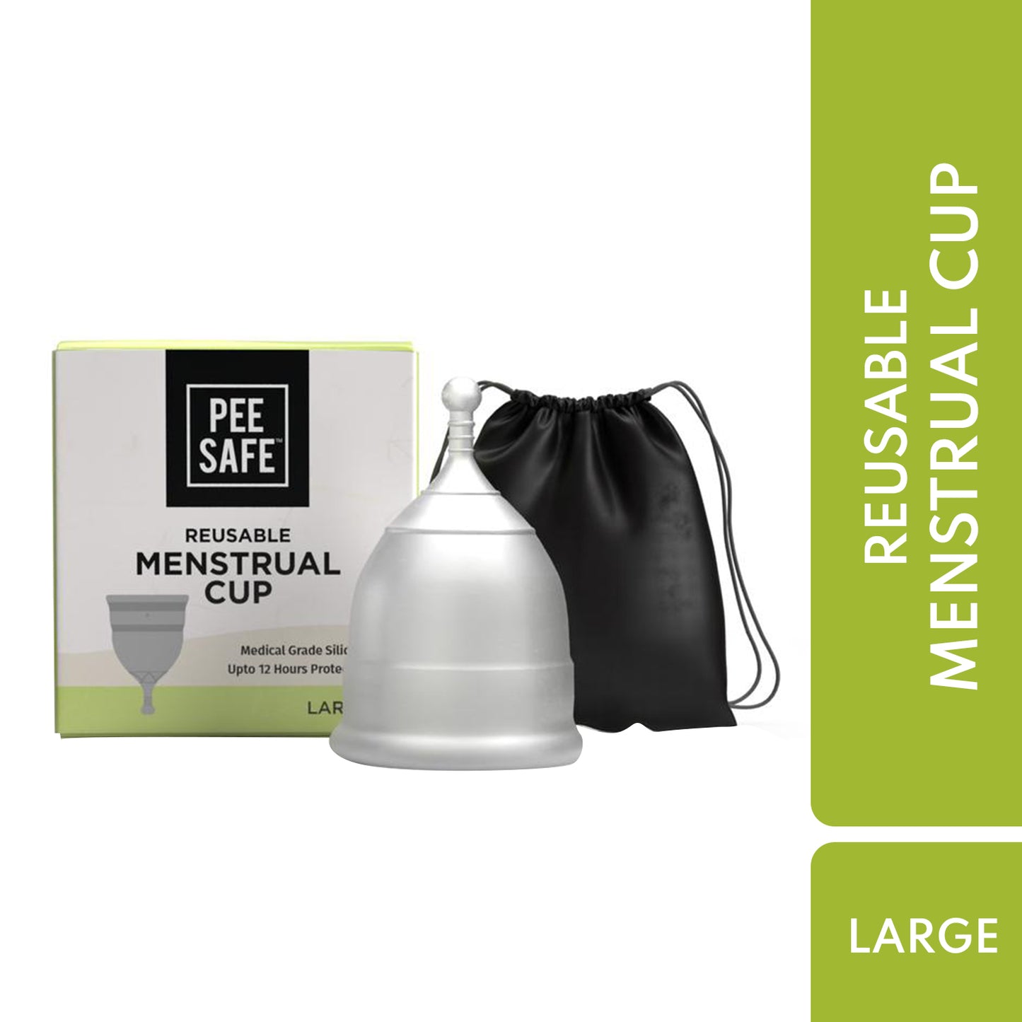 Pee Safe Reusable Menstrual Cup with Medical Grade Silcone for Women - Large