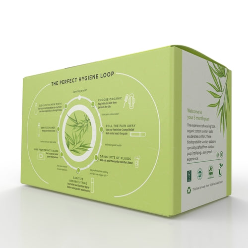 Pee Safe Sanitary Pads Subscription Box- Quarterly - 32 Pads (14 Regular Pads & 18 Overnight Pads)