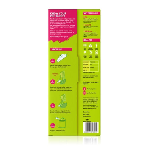PeeBuddy Stand & Pee Disposable Female Urination Device - 10 Funnels, Help During Arthritis, Pregnancy & Road Trip, No More Squates