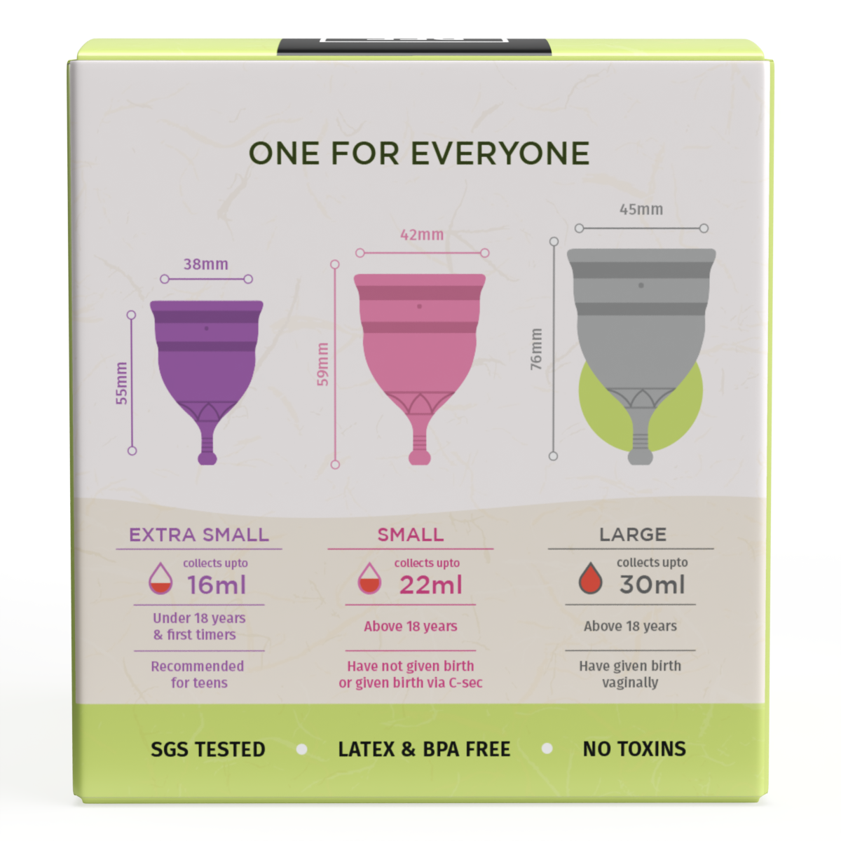 Pee Safe Reusable Menstrual Cup with Medical Grade Silcone for Women - Large