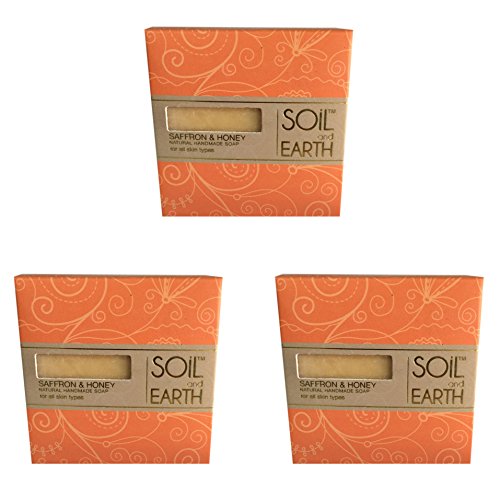 SOIL AND EARTH NATURAL HANDMADE SOAP- SAFFRON & HONEY (Pack of 4)