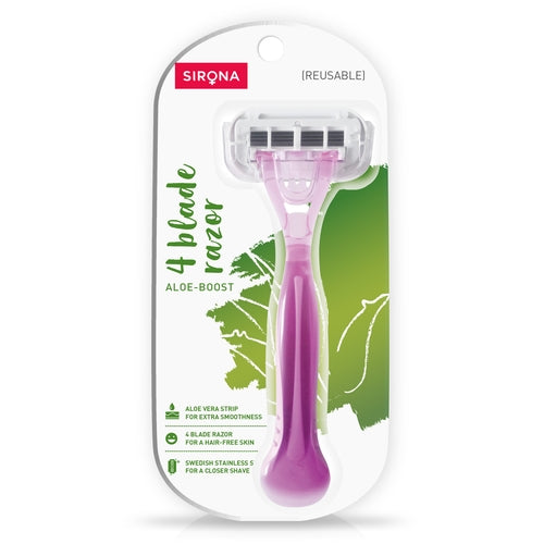 Sirona Reusable Hair Removal Razor for Women with Aloe Boost, Shaving Razor - Pack of 1