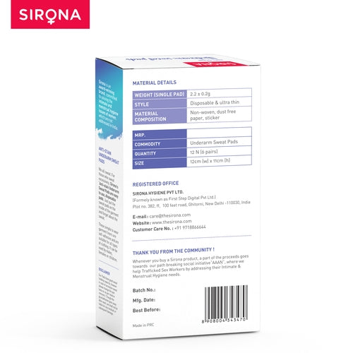 Sirona Under Arm Sweat Pads for Men and Women - 24 Pads