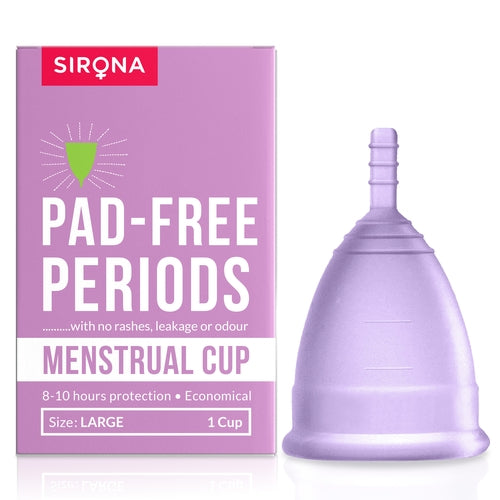 Sirona Reusable Menstrual Cup for Women - Large Size, Ultra Soft, Odour and Rash Free, No Leakage, Protection for Up to 10-12 Hours, FDA Approved