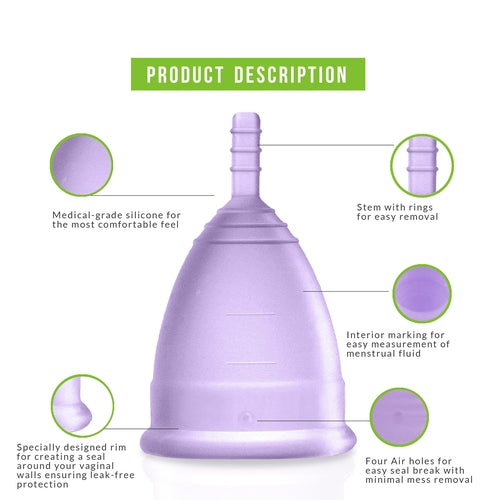 Sirona Reusable Menstrual Cup for Women - Large Size, Ultra Soft, Odour and Rash Free, No Leakage, Protection for Up to 10-12 Hours, FDA Approved