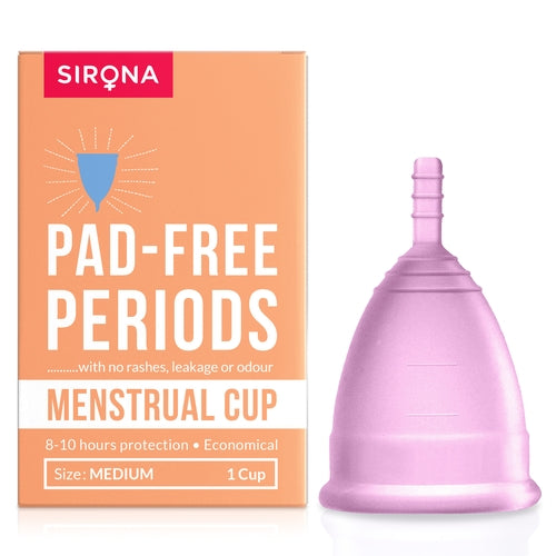 Sirona Reusable Menstrual Cup for Women - Medium Size, Ultra Soft, Odour and Rash Free, No Leakage, Protection for Up to 10-12 Hours, FDA Approved