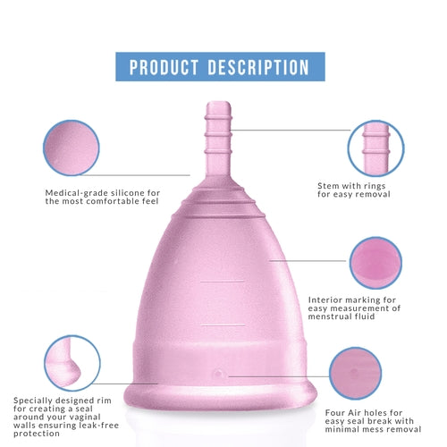 Sirona Reusable Menstrual Cup for Women - Medium Size, Ultra Soft, Odour and Rash Free, No Leakage, Protection for Up to 10-12 Hours, FDA Approved