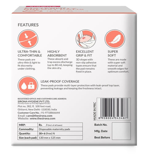 Sirona Antibacteria Disposable Maternity and Nursing Breast Pads - 36 Pads
