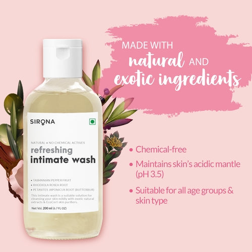 Sirona Natural pH balanced Intimate Wash - 200ml, with 5 Magical Herbs & No Chemical Actives