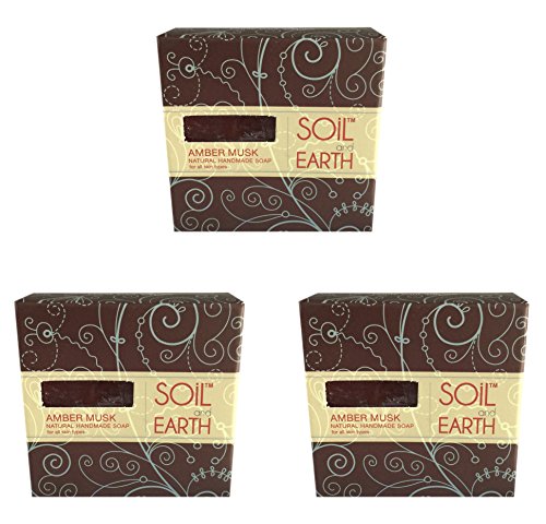 SOIL AND EARTH NATURAL HANDMADE SOAP- AMBER MUSK (Pack of 4)
