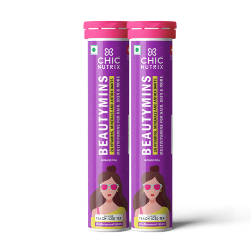 Chicnutrix Beautymins | Multivitamin for women-26 Vitamins,Minerals & Antioxidants - Peach Ice Tea