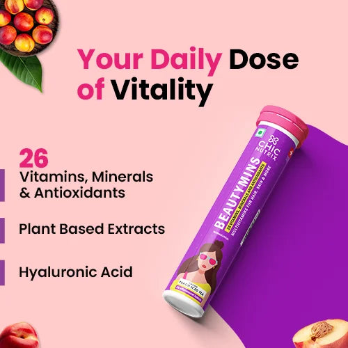 Chicnutrix Beautymins | Multivitamin for women-26 Vitamins,Minerals & Antioxidants - Peach Ice Tea