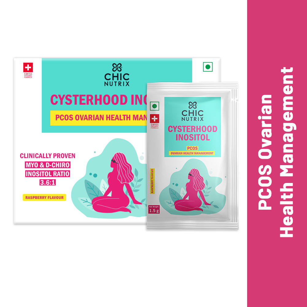 Chicnutrix Cysterhood Inositol - PCOS Ovarian Health Management with Myo:D-Chiro - 3.6:1 - 20 Sachets - Raspberry Flavour