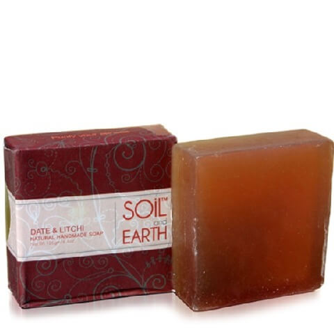 SOIL AND EARTH NATURAL HANDMADE SOAP - DATE & LITCHI (Pack of 4)
