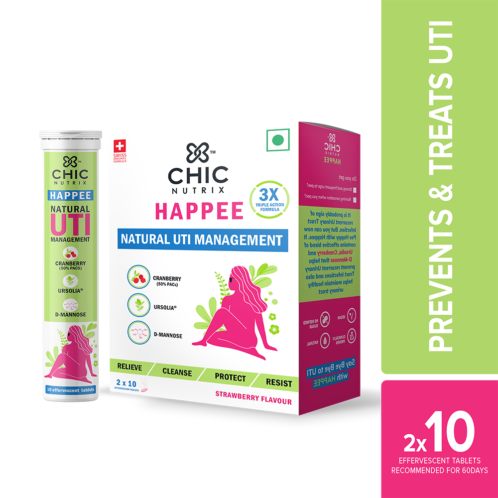 Chicnutrix Happee - Triple Action Cranberry, D-Mannose & Ursolia for Urinary Tract Infection