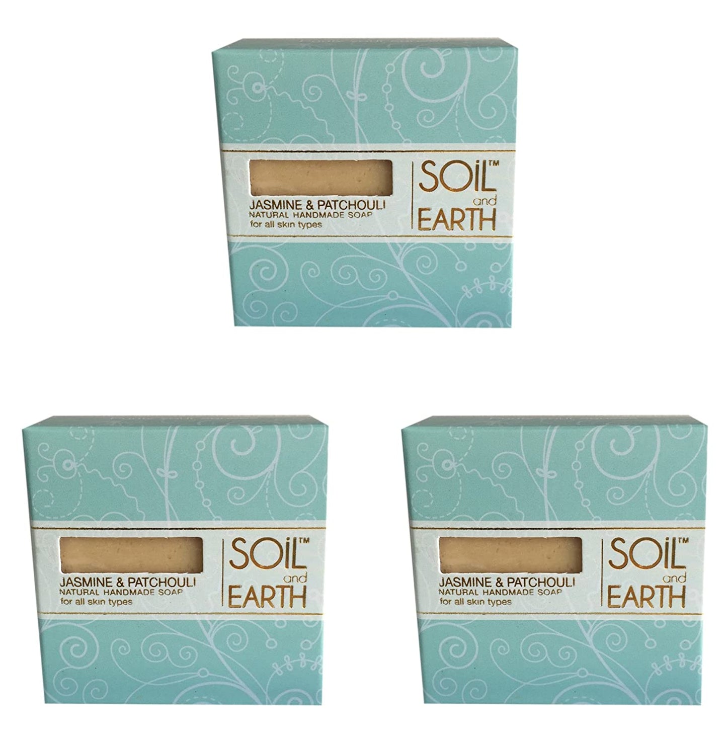 SOIL AND EARTH NATURAL HANDMADE SOAP - JASMINE & PATCHOULI (Pack of 4)