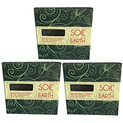 SOIL AND EARTH NATURAL HANDMADE SOAP - NEEM, BASIL & HONEY (Pack of 4)