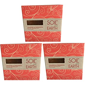 SOIL AND EARTH NATURAL HANDMADE SOAP - ORANGE & CINNAMON (Pack of 4)