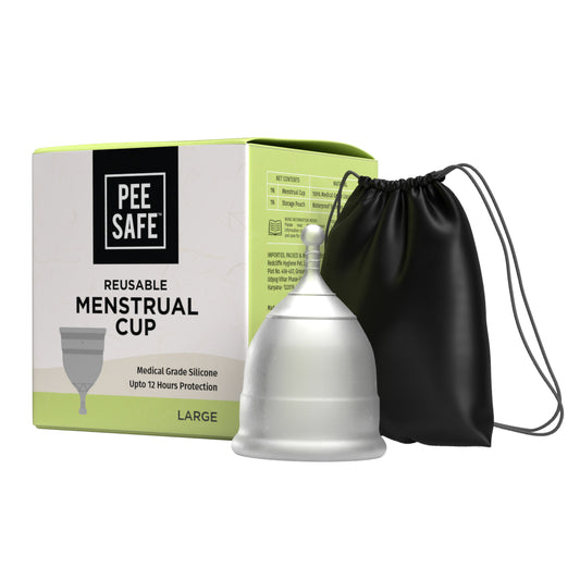 Pee Safe Reusable Menstrual Cup with Medical Grade Silcone for Women - Large