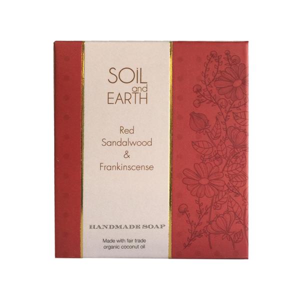 SOIL AND EARTH NATURAL HANDMADE SOAP - RED SANDALWOOD & FRAKINSCENSE (Pack of 4)