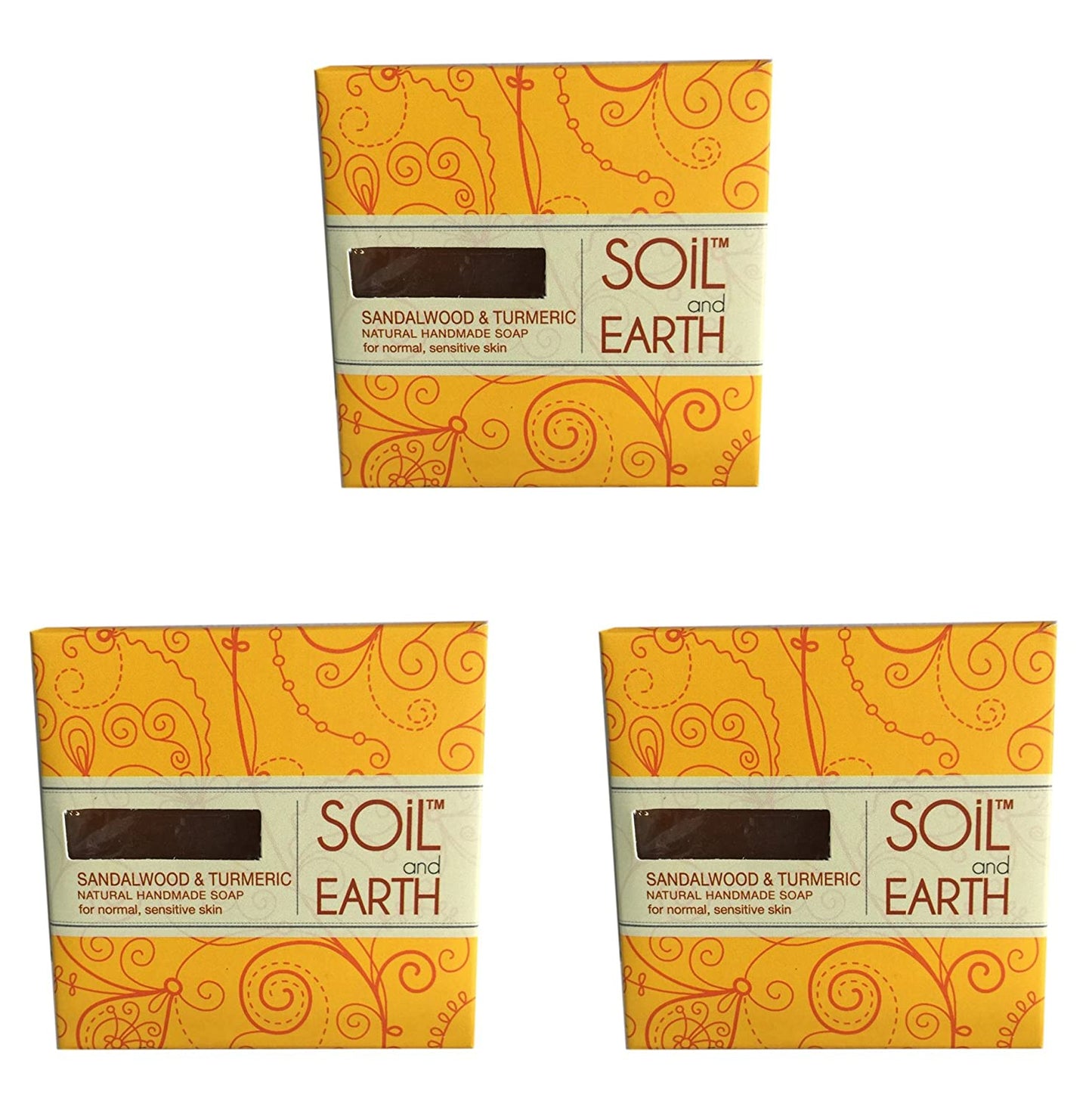 SOIL AND EARTH NATURAL HANDMADE SOAP- SANDALWOOD & TURMERIC (Pack of 4)