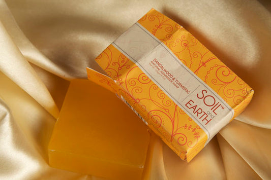 SOIL AND EARTH NATURAL HANDMADE SOAP- SANDALWOOD & TURMERIC (Pack of 4)