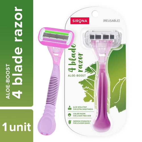 Sirona Reusable Hair Removal Razor for Women with Aloe Boost, Shaving Razor - Pack of 1