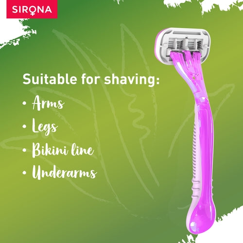 Sirona Reusable Hair Removal Razor for Women with Aloe Boost, Shaving Razor - Pack of 1