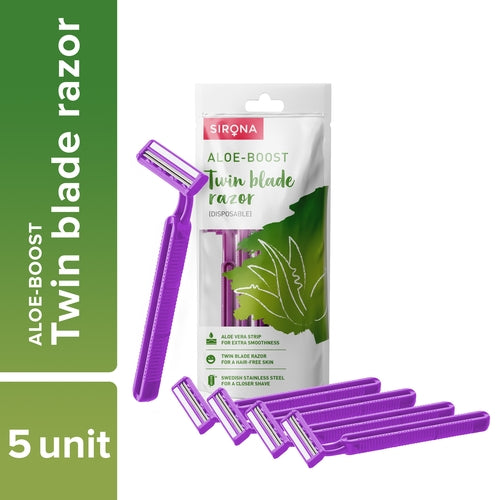 Sirona Disposable Hair Removal Razor for Women with Aloe Boost - 5 Pack