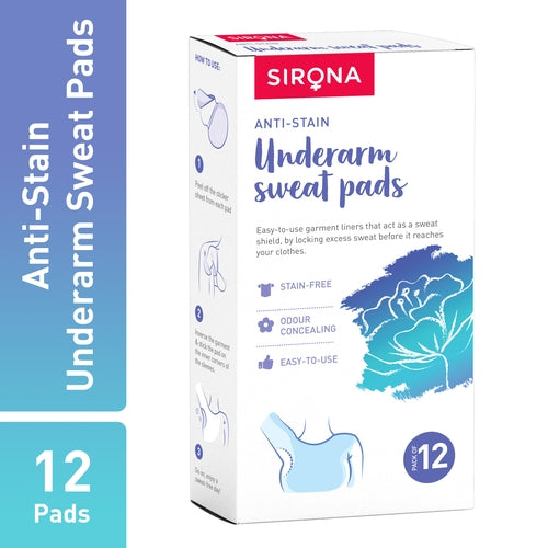 Sirona Under Arm Sweat Pads for Men and Women - 12 Pads