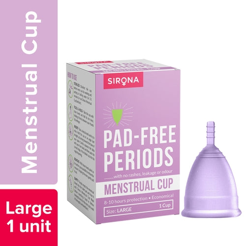 Sirona Reusable Menstrual Cup for Women - Large Size, Ultra Soft, Odour and Rash Free, No Leakage, Protection for Up to 10-12 Hours, FDA Approved