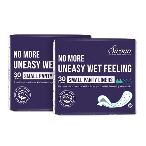 Sirona Anti Bacterial Ultra Thin Premium Panty Liners, Small - 30 Pcs, Regular Flow with 8 hours Protection for Women