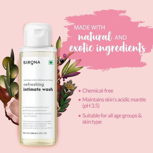 Sirona Natural Refreshing Intimate Wash - 100ml, with 5 Magical Herbs for Women