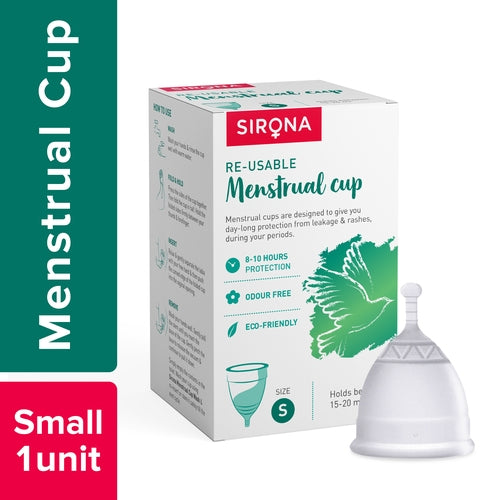 Sirona Reusable Menstrual Cup for Women - Small Size, Ultra Soft, Odour & Rash Free, No Leakage, Protection For Upto 10-12 Hours, FDA Approved
