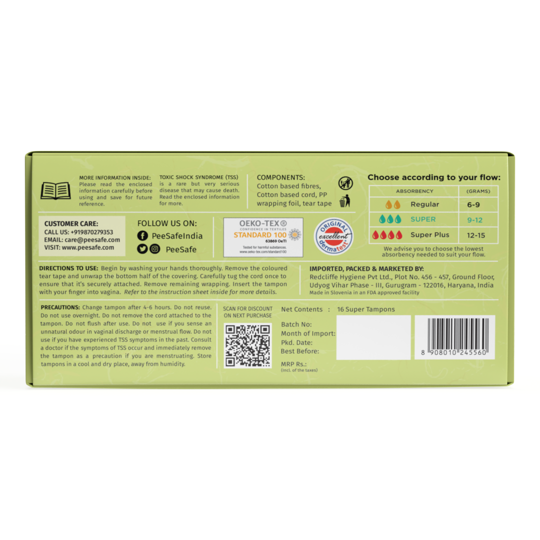 Pee Safe Organic Cotton Tampon (Super)