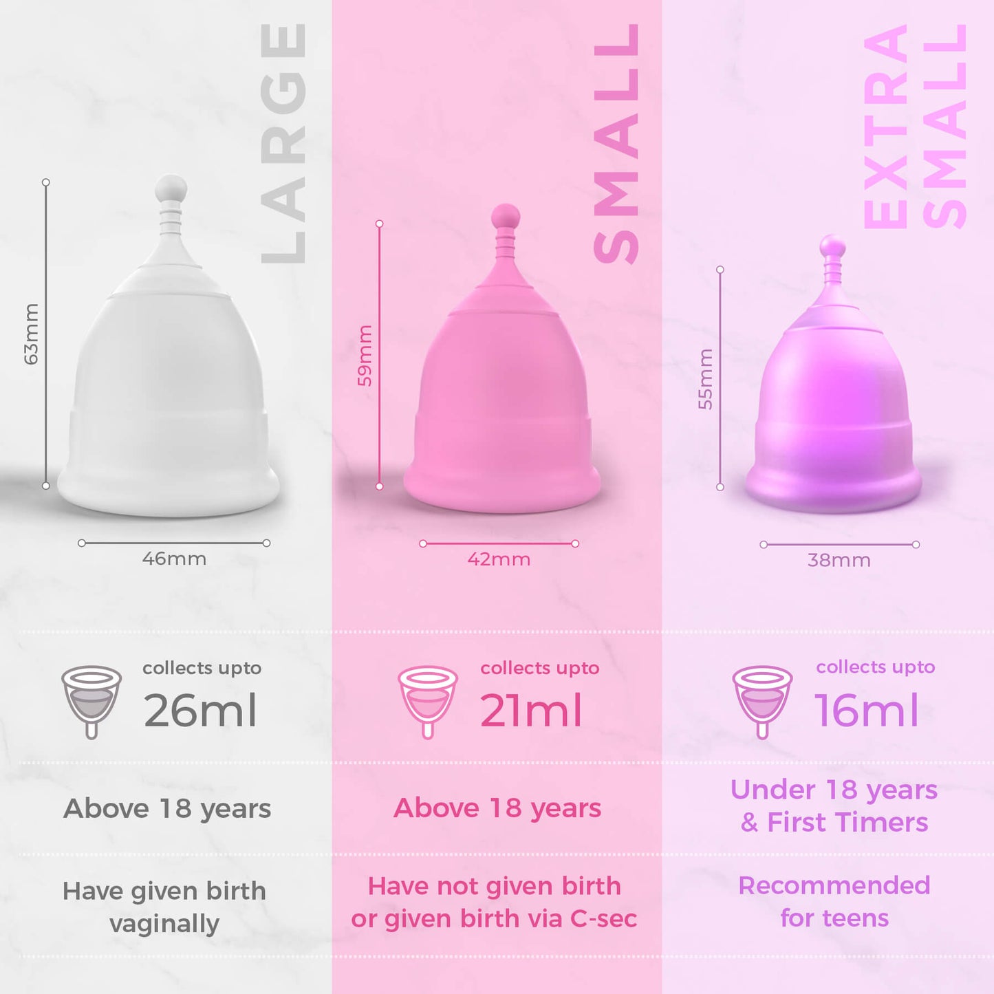 Pee Safe Reusable Menstrual Cup with Medical Grade Silcone for Women - Large