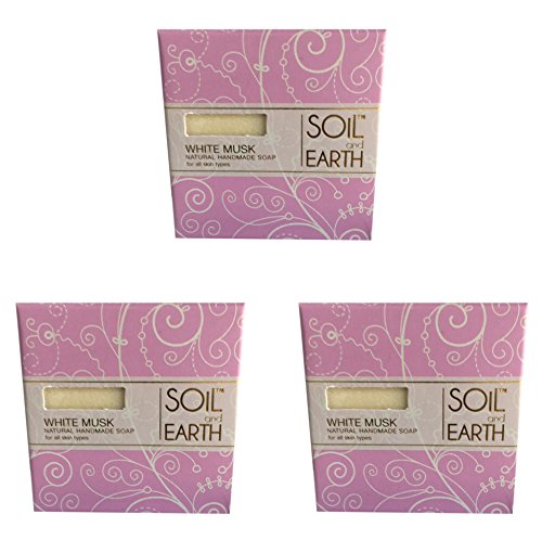 SOIL AND EARTH NATURAL HANDMADE SOAP - WHITE MUSK (Pack of 4)